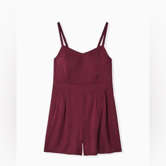 Torrid Challis Romper in burgundy women’s sz 1 1X 14/16 new nwt - Picture 3 of 12
